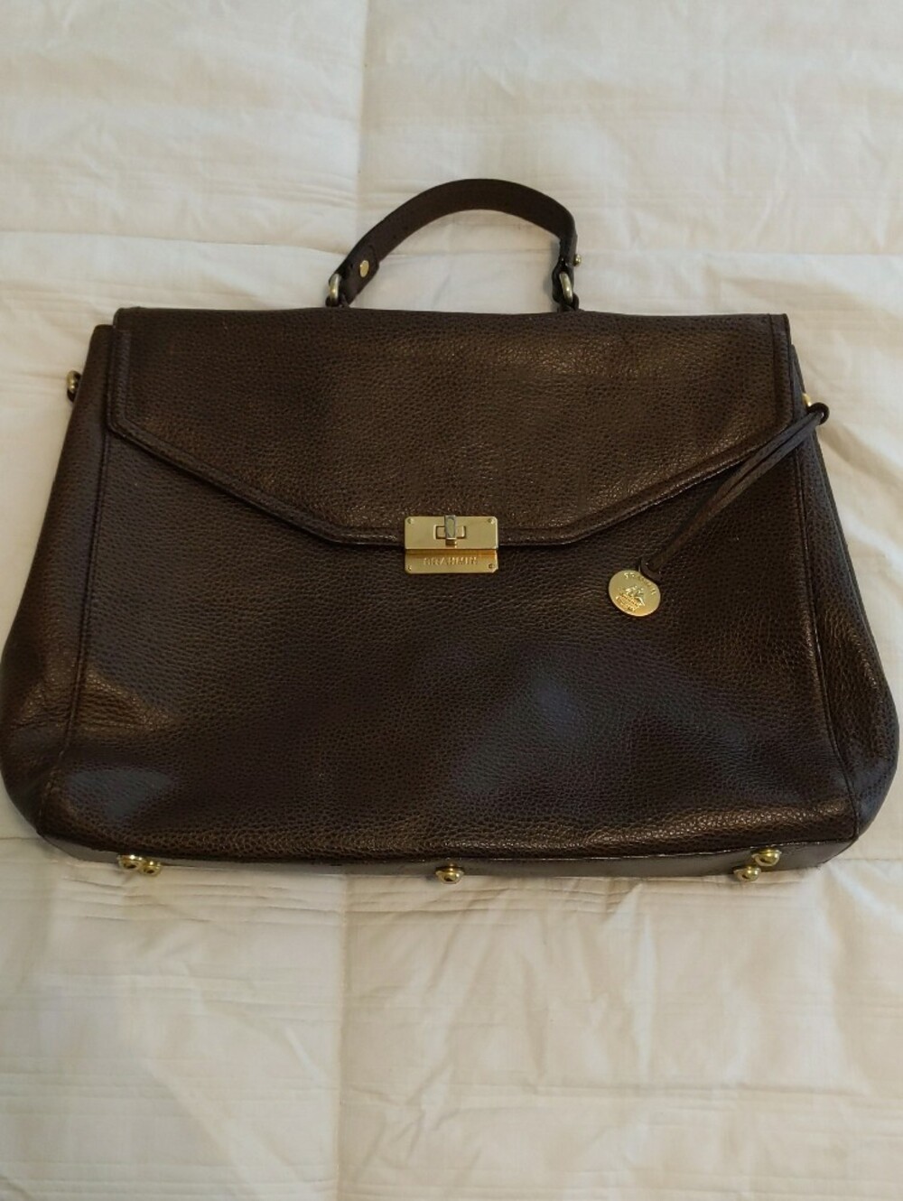 Brahmin Andrea Pebbled Leather Work Bag | Brown Leather Laptop Bag |